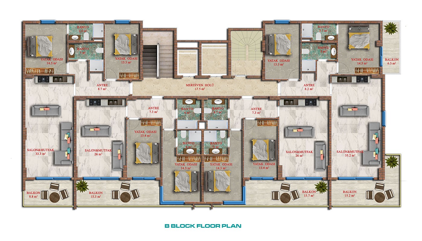 Luxury Euro Residence 21 Apartments Close to the Beach in Alanya - 23631