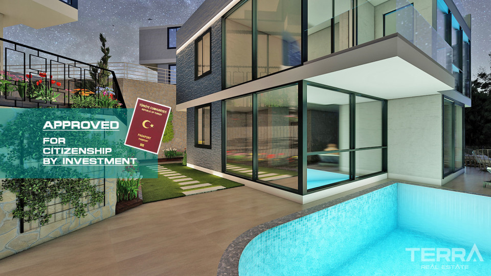 Panoramic Sea View Detached House in Alanya Tepe With Private Pool