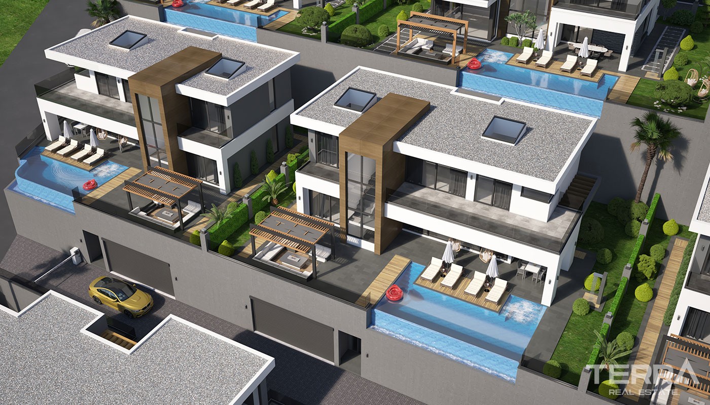 Luksusvillaer med havutsikt til salgs i Kargıcak, Alanya, Tyrkia - 37716