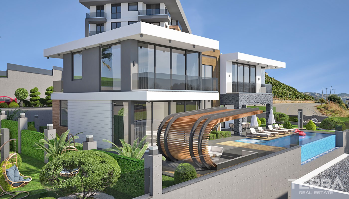 Luksusvillaer med havutsikt til salgs i Kargıcak, Alanya, Tyrkia - 37742