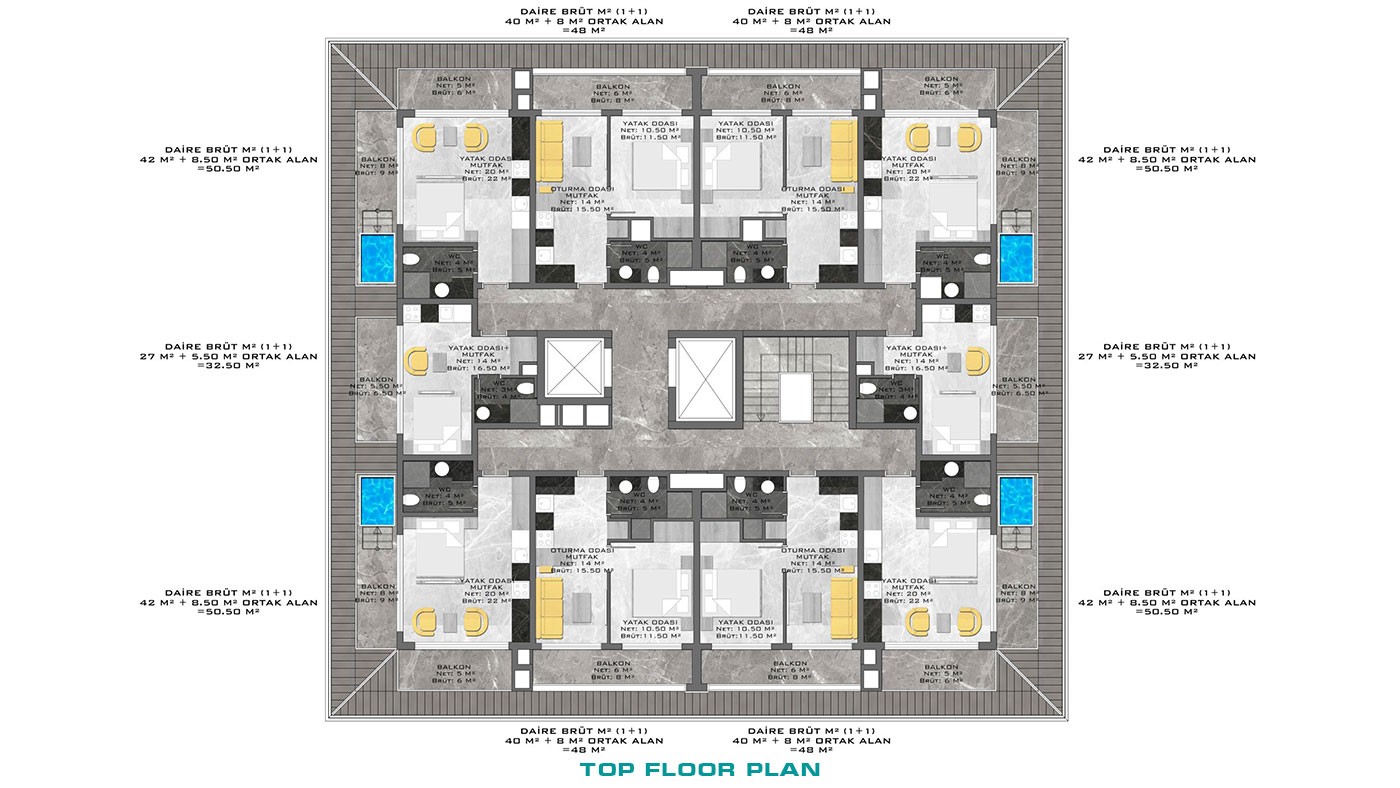 New Build Apartments in Alanya City Center Very Close to The Beach - 46900