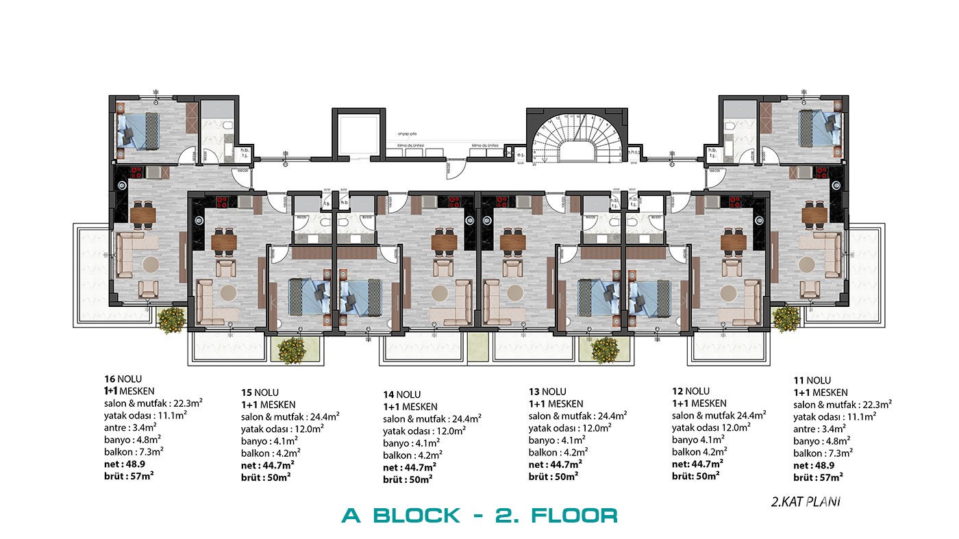 Modern Apartments with Green Areas in Green Life Oba Residence - 40738