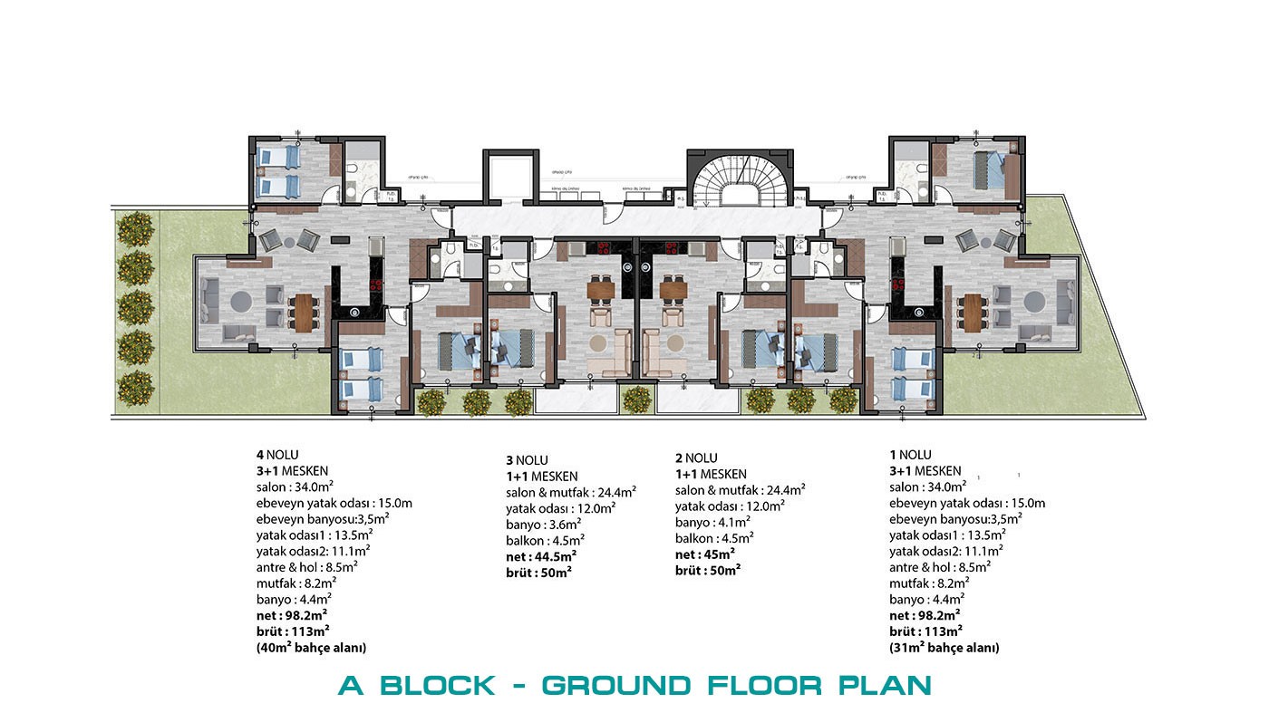Modern Apartments with Green Areas in Green Life Oba Residence - 40741