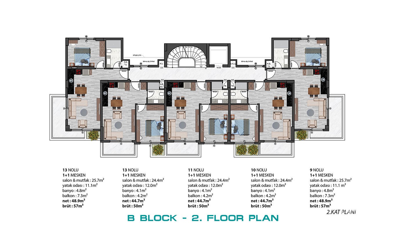 Modern Apartments with Green Areas in Green Life Oba Residence - 40744