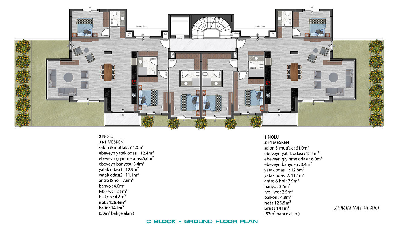 Modern Apartments with Green Areas in Green Life Oba Residence - 58805