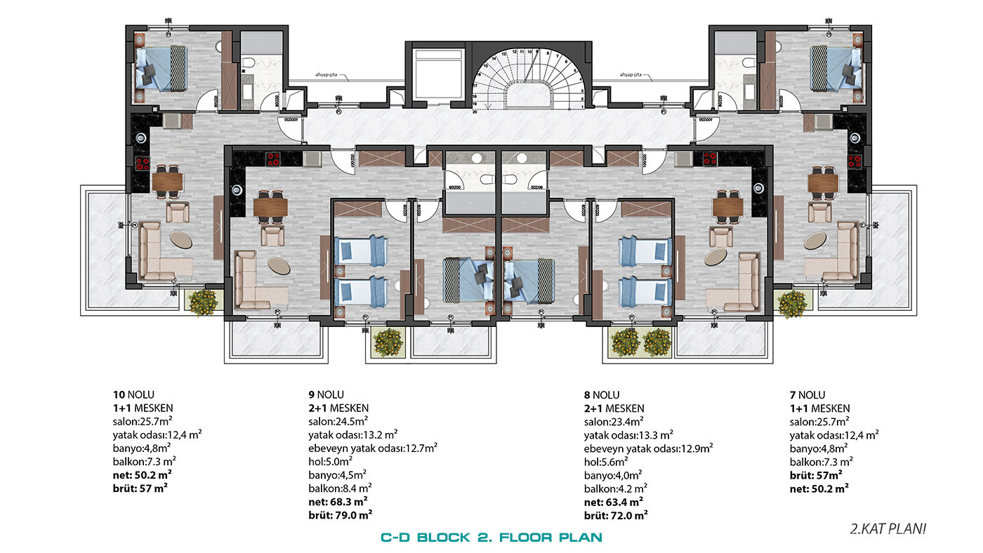 Modern Apartments with Green Areas in Green Life Oba Residence - 58807