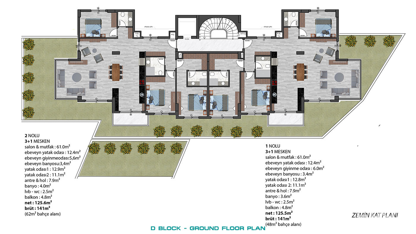 Modern Apartments with Green Areas in Green Life Oba Residence - 58809