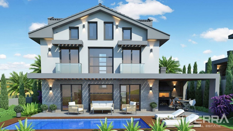 New Villa with Mountain and Distant Sea View to Buy in Ovacık Fethiye