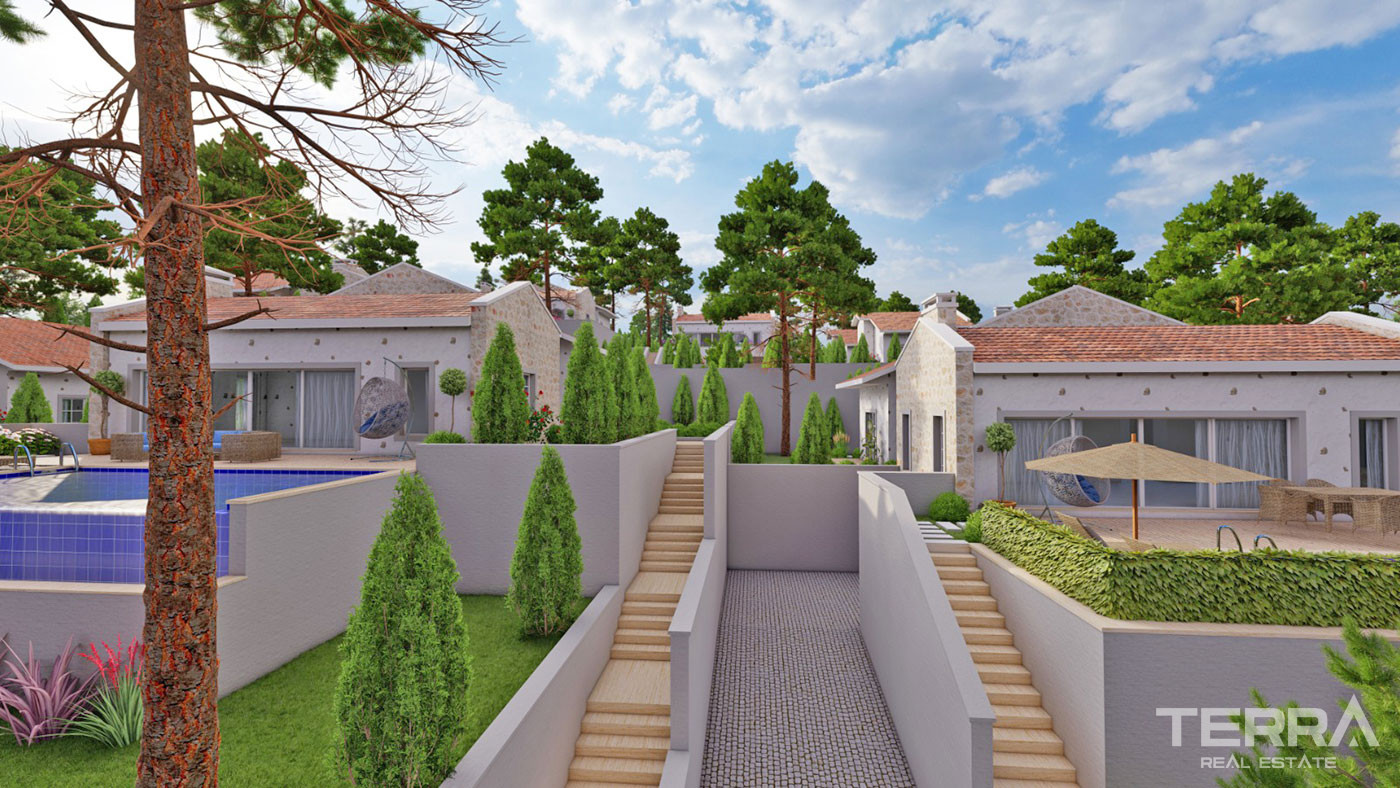 New Bungalow with an Infinity Swimming Pool for Sale in Üzümlü Fethiye - 50652
