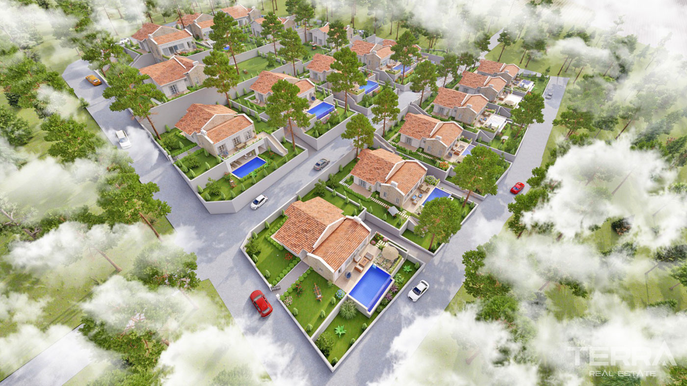 New Bungalow with an Infinity Swimming Pool for Sale in Üzümlü Fethiye - 50655