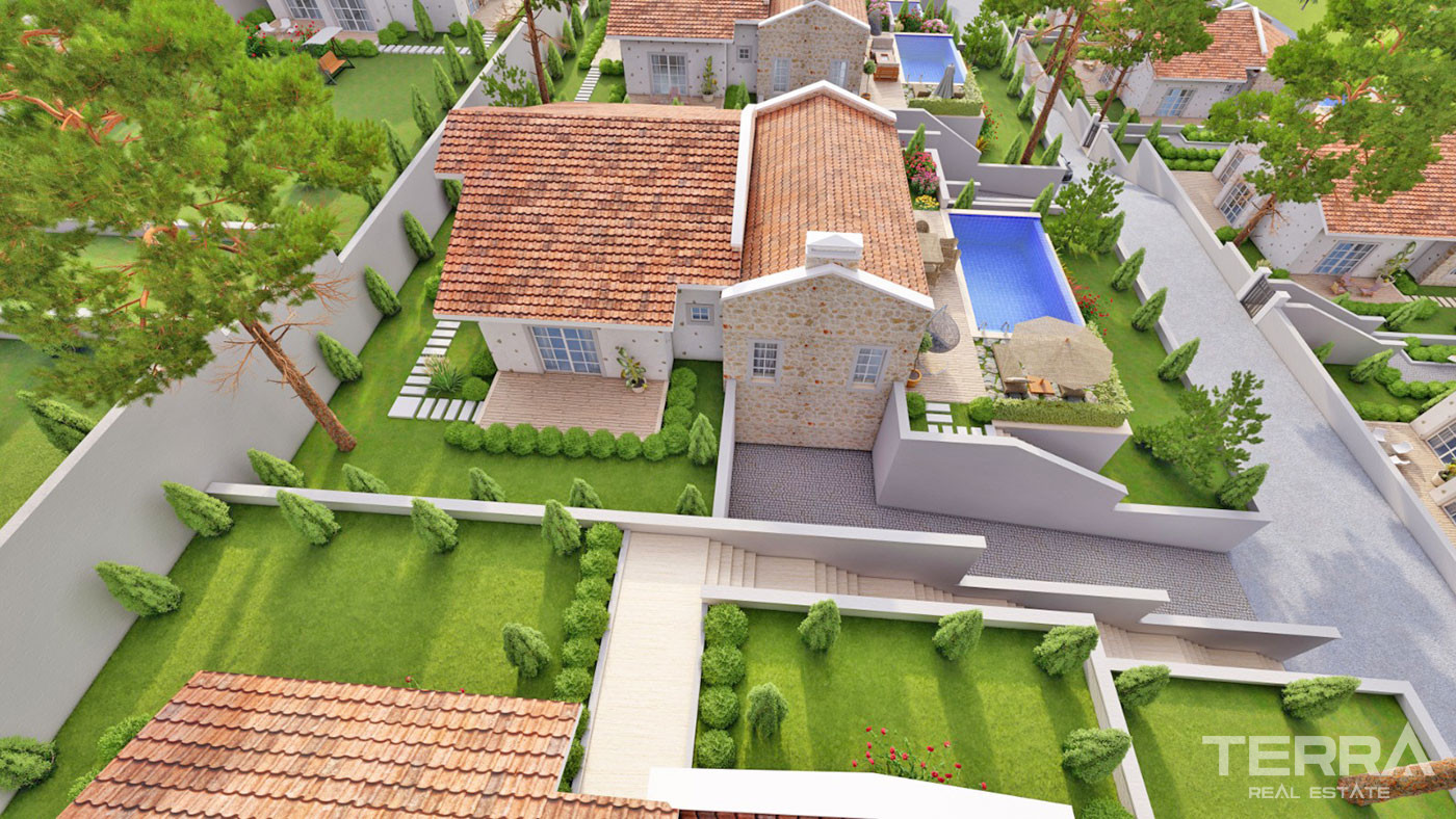 New Bungalow with an Infinity Swimming Pool for Sale in Üzümlü Fethiye - 50656