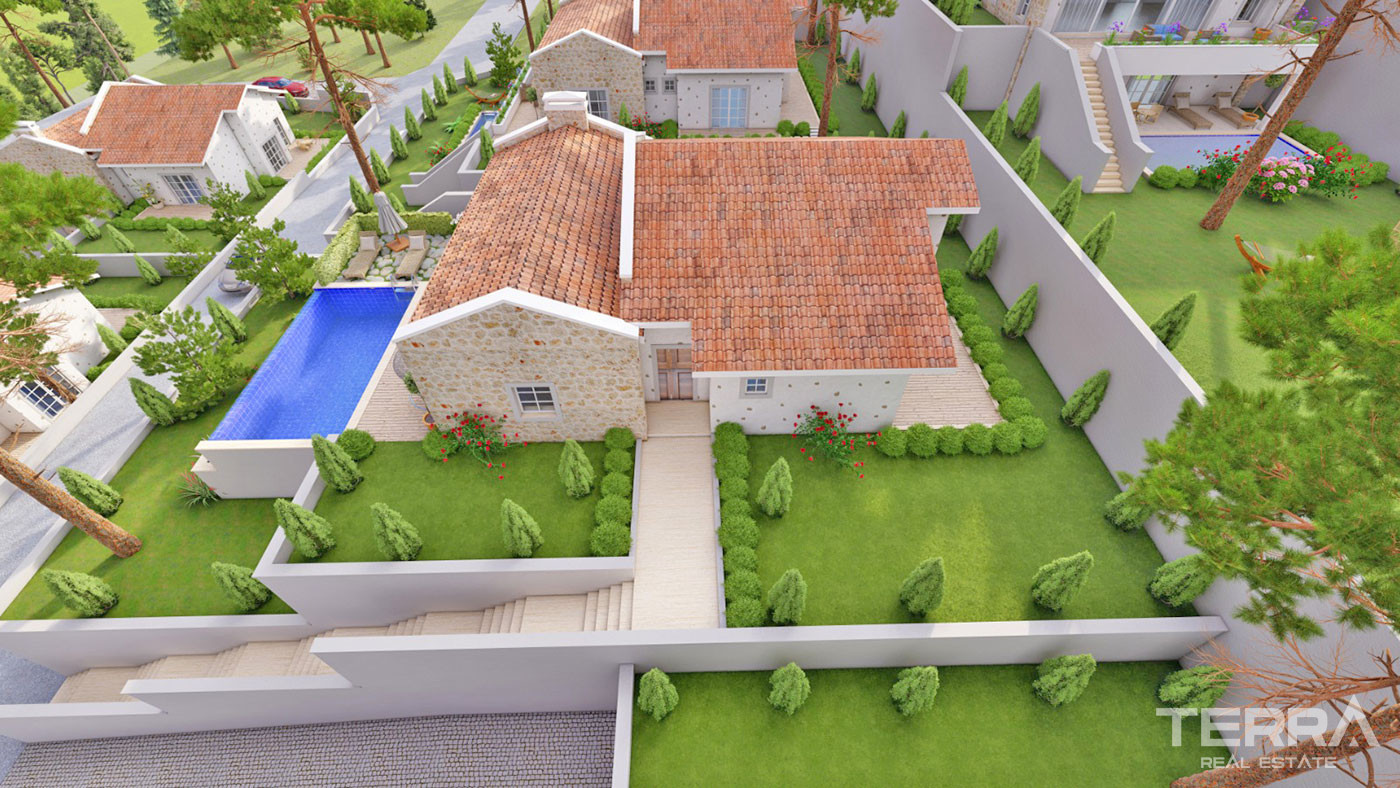 New Bungalow with an Infinity Swimming Pool for Sale in Üzümlü Fethiye - 50658