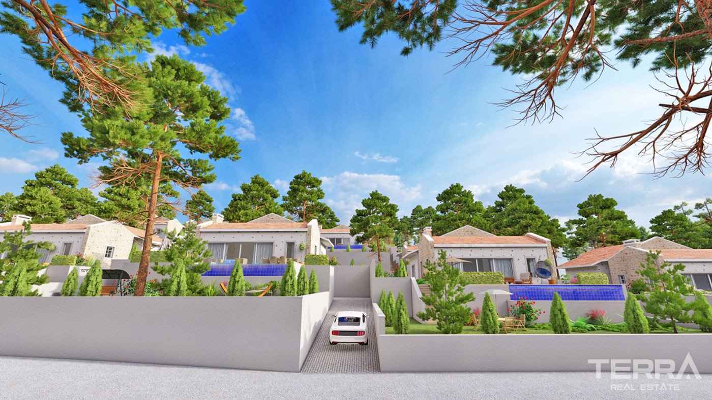 New Bungalow with an Infinity Swimming Pool for Sale in Üzümlü Fethiye - 50663
