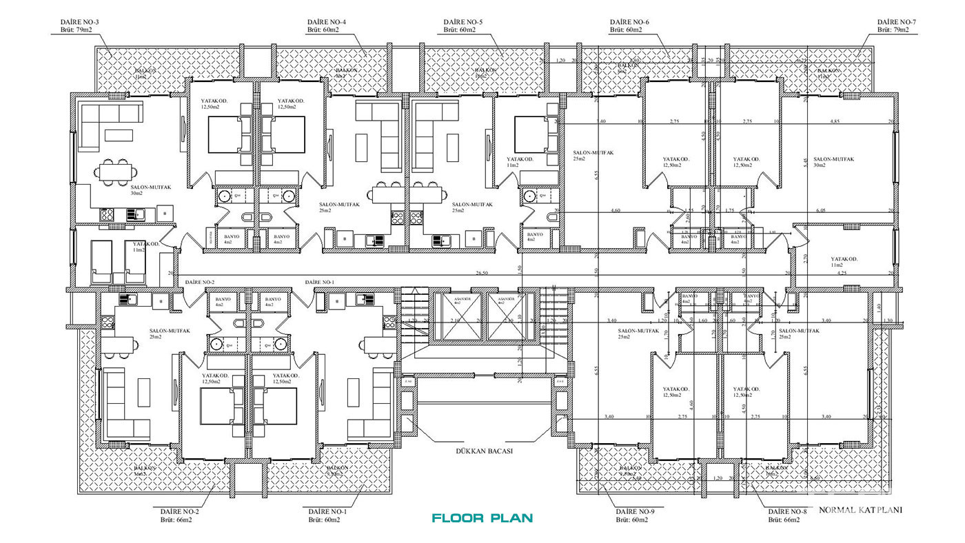Appartements à Oba Centre Proches des Commodités et 900 m de la Mer - 49153
