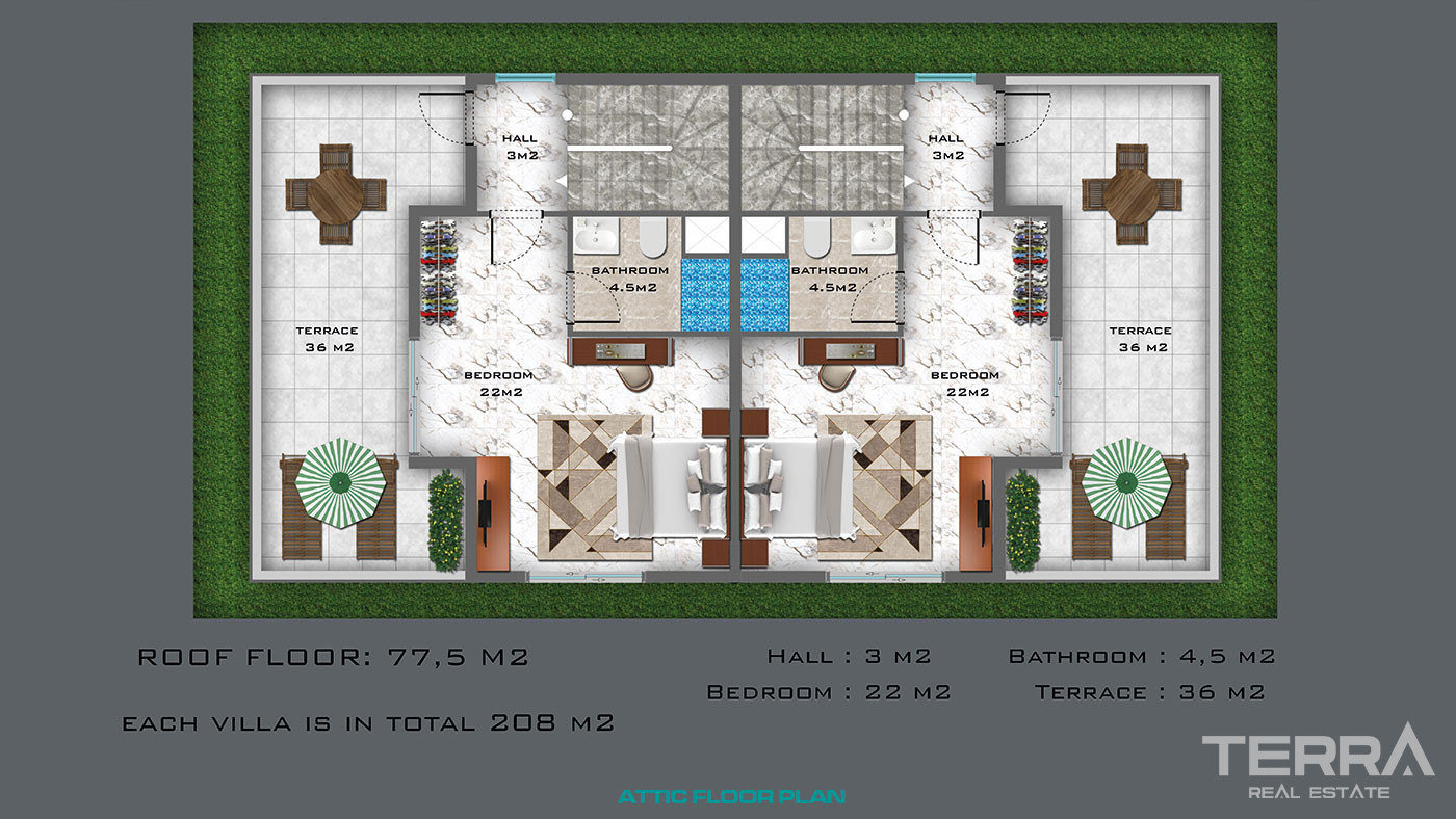 Villas Mitoyennes en Plein Nature de Belek Antalya Avec Piscine Privée - 49096