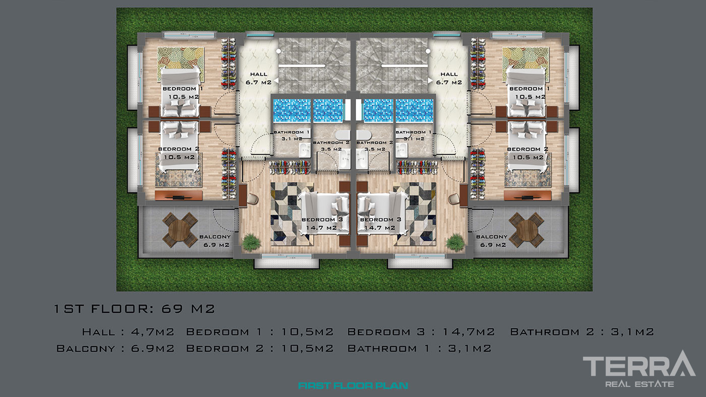Villas Mitoyennes en Plein Nature de Belek Antalya Avec Piscine Privée - 49097