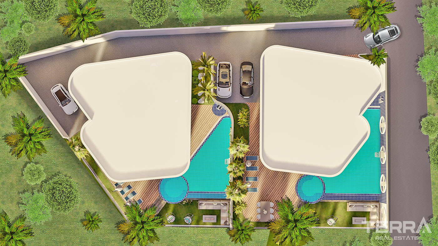 Modern Villas for Sale with Castle and Sea View in Alanya Kargıcak - 51794