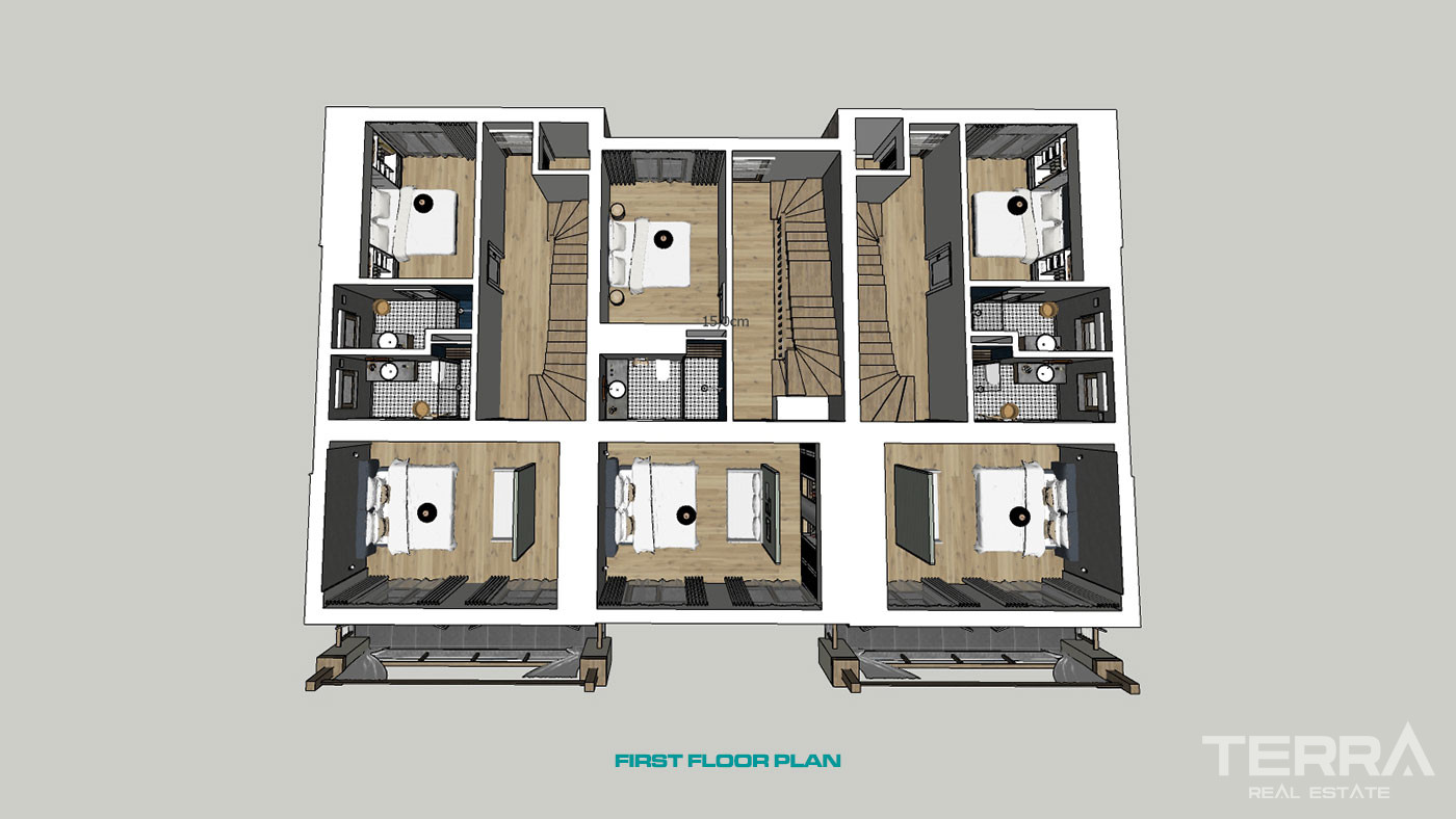 Semi-Detached Luxury Villas in Side Town Close to the Beach - 53793