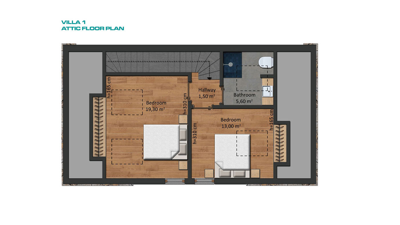 Semi-Detached Luxury Villas in Side Town Close to the Beach - 53804