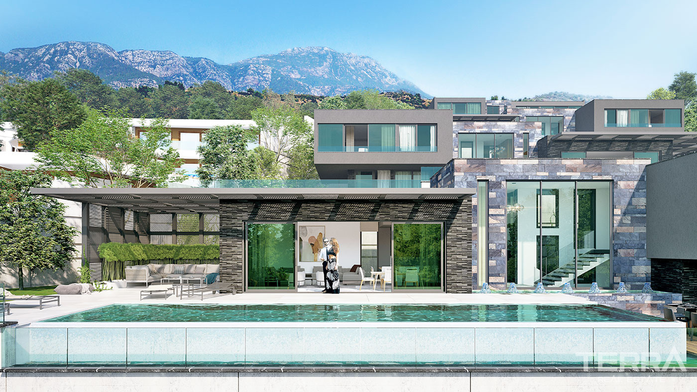 Villas de Qualité Supérieure Avec Vue Mer Panoramique à Alanya Bektaş - 53726