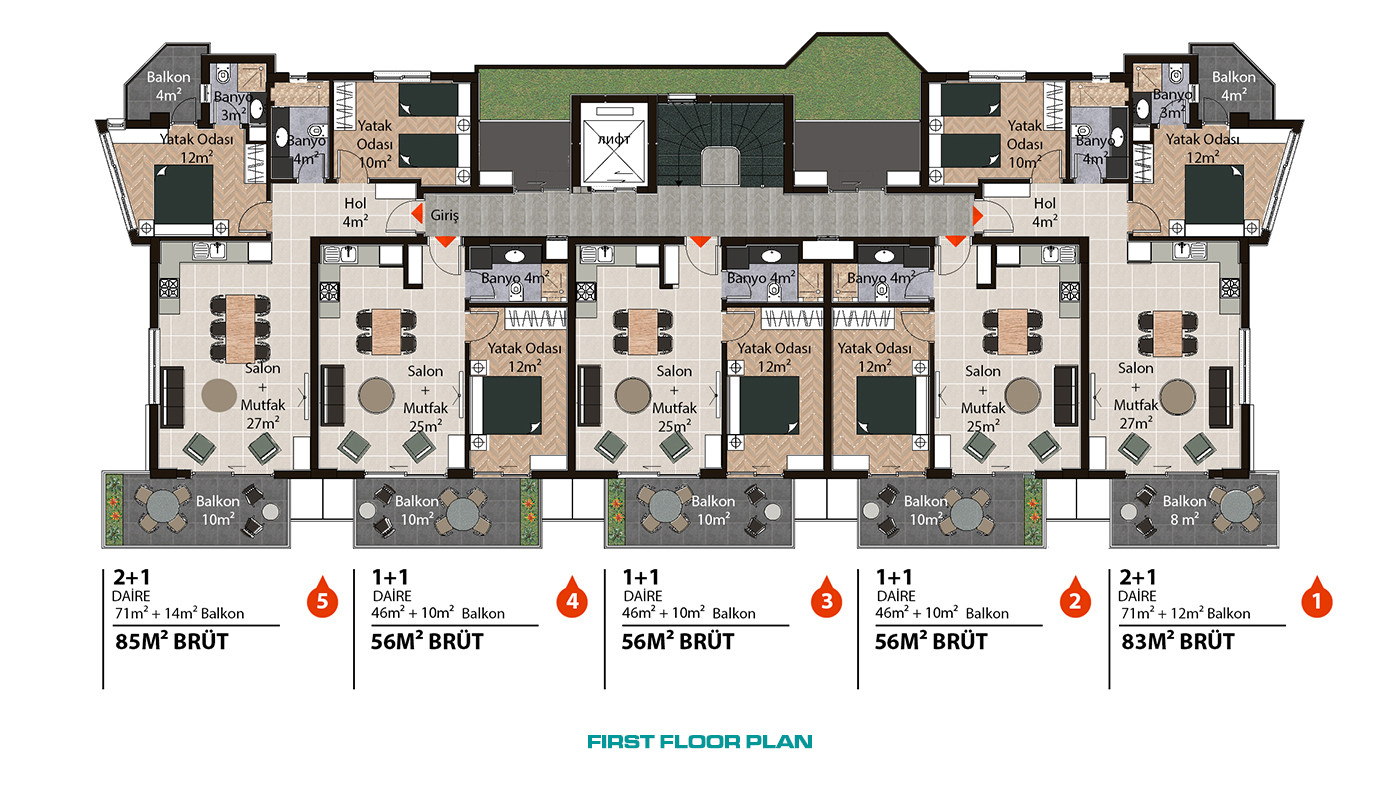 Oba Sultan Residence 1 — Apartments for Sale in Oba, Alanya, Turkey - 56184