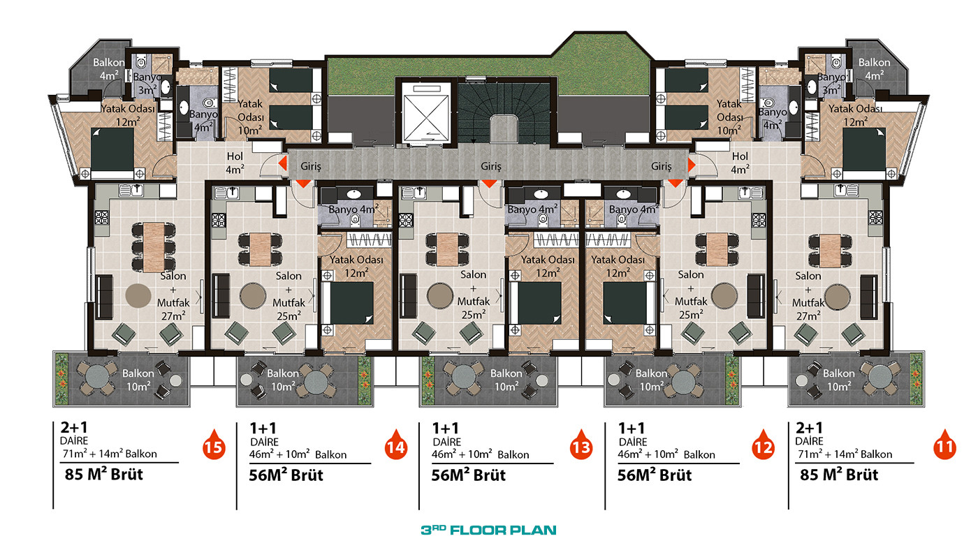 Oba Sultan Residence 1 — Apartments for Sale in Oba, Alanya, Turkey - 56186