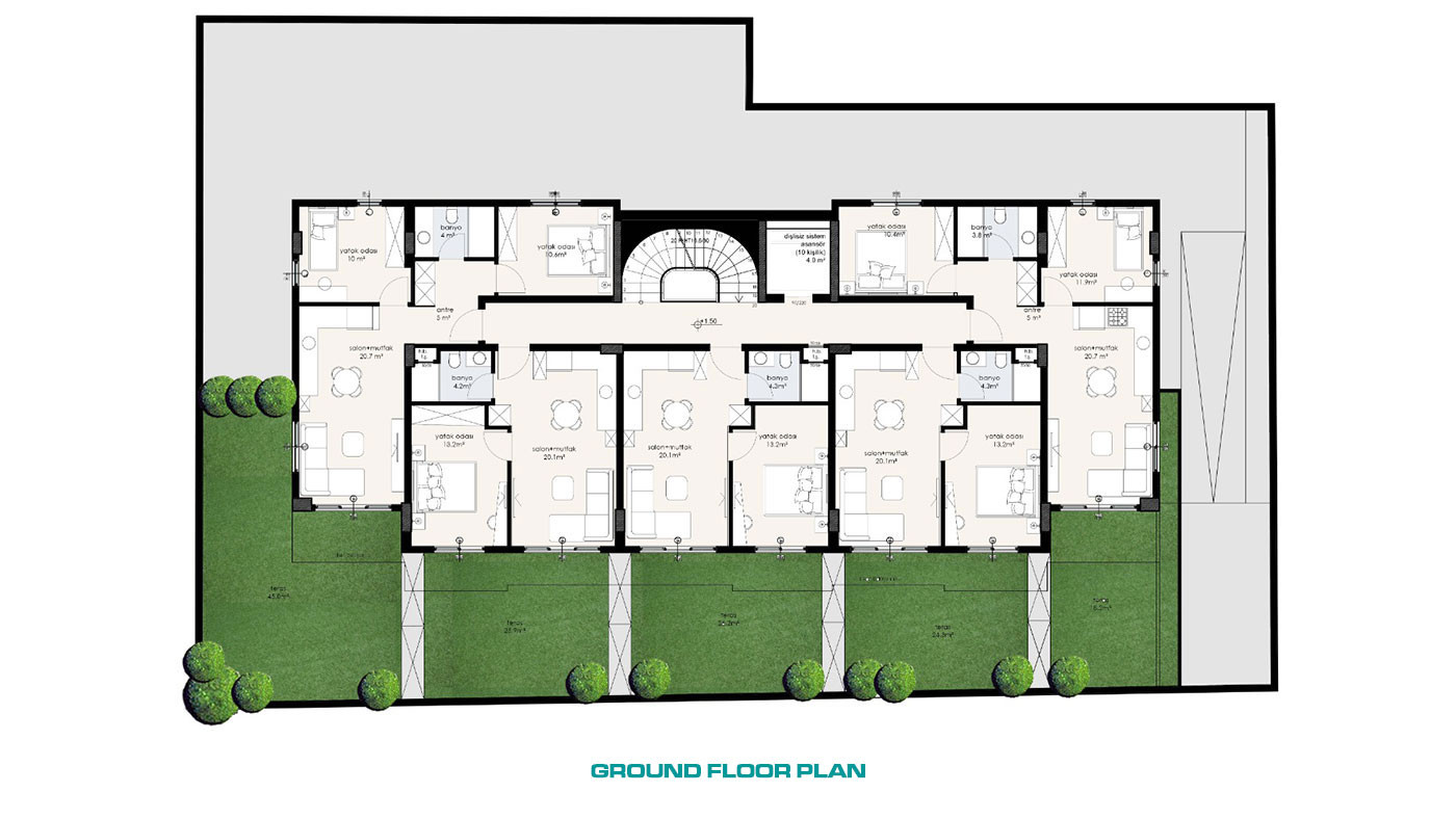 Apartments  in Cleopatra Ventri 400 m from the Beach in Alanya - 59655