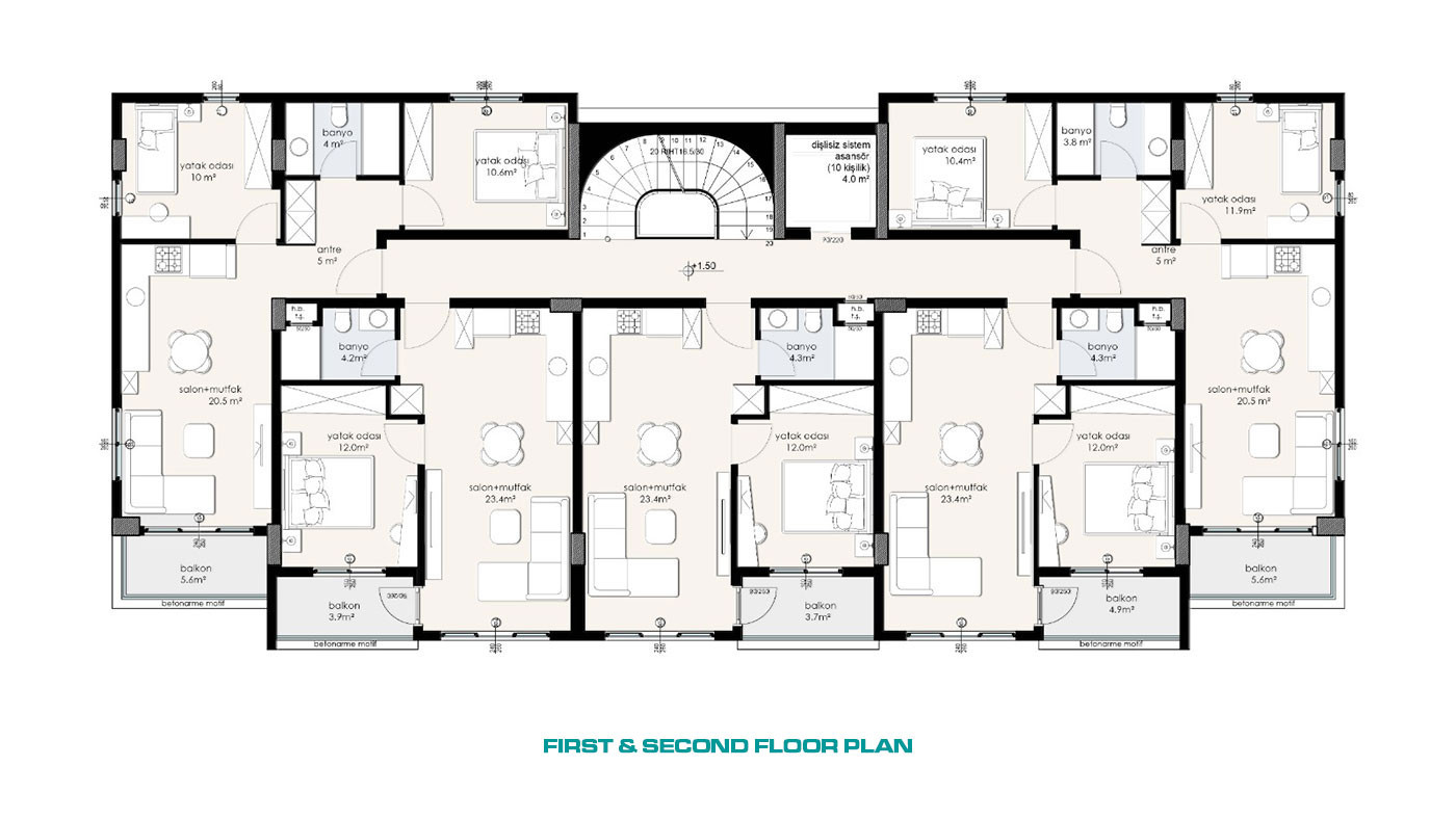 Apartments  in Cleopatra Ventri 400 m from the Beach in Alanya - 59656