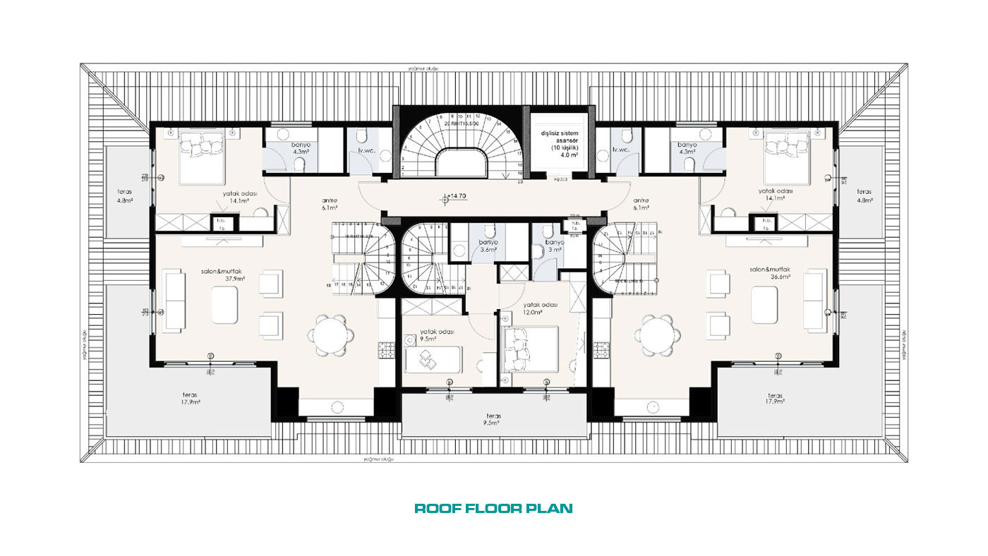 Apartments  in Cleopatra Ventri 400 m from the Beach in Alanya - 59658