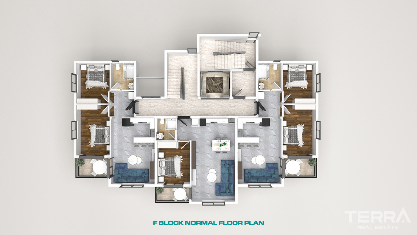 Luxury Apartments with Rich Social Facilities in Oba, Alanya - 59836