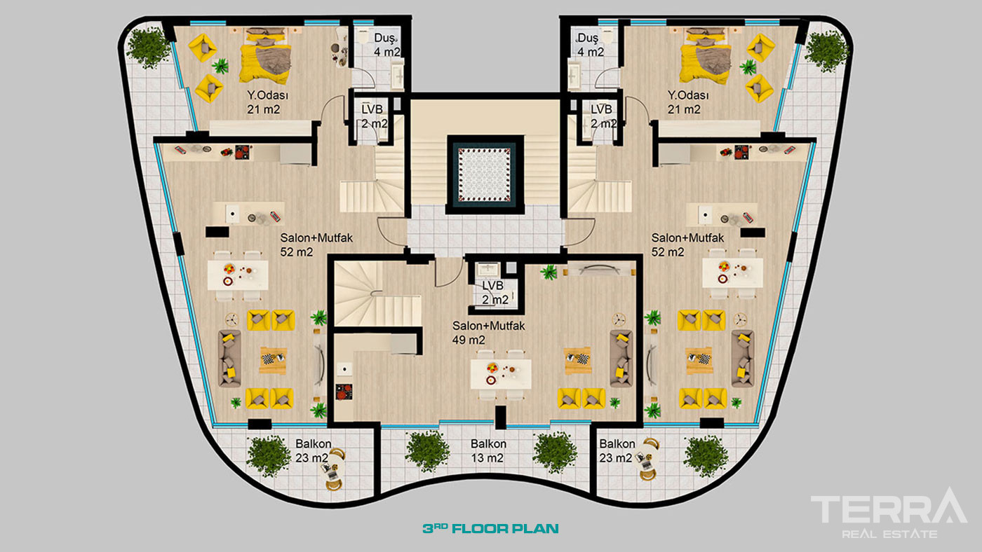 Luxury Apartments 1.3 km from the Beach in Peaceful Kargıcak, Alanya - 60038