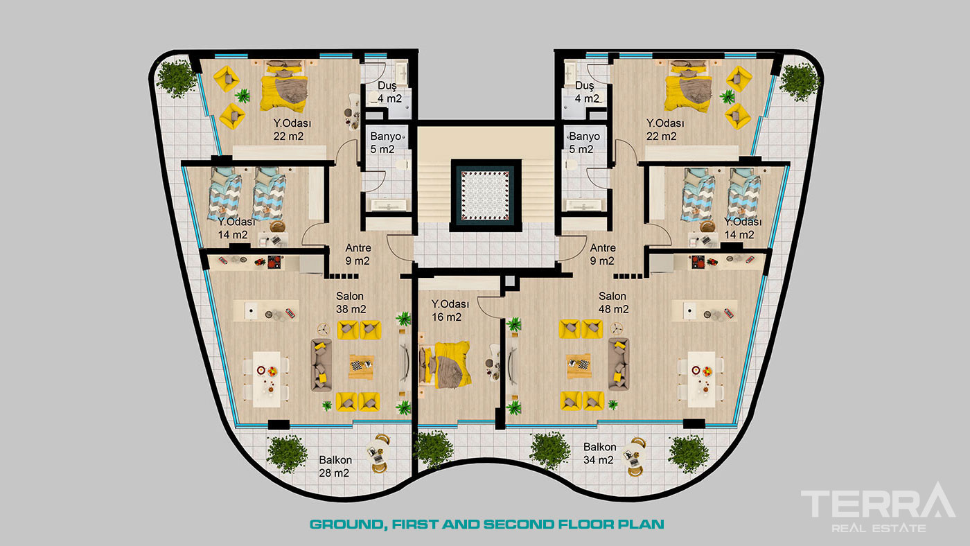 Luxury Apartments 1.3 km from the Beach in Peaceful Kargıcak, Alanya - 60040