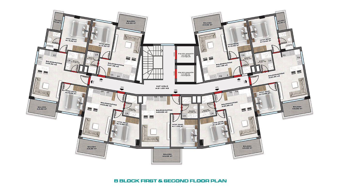Nowe luksusowe apartamenty z bogatym wyposażeniem w Alanyi, Kestel - 60215