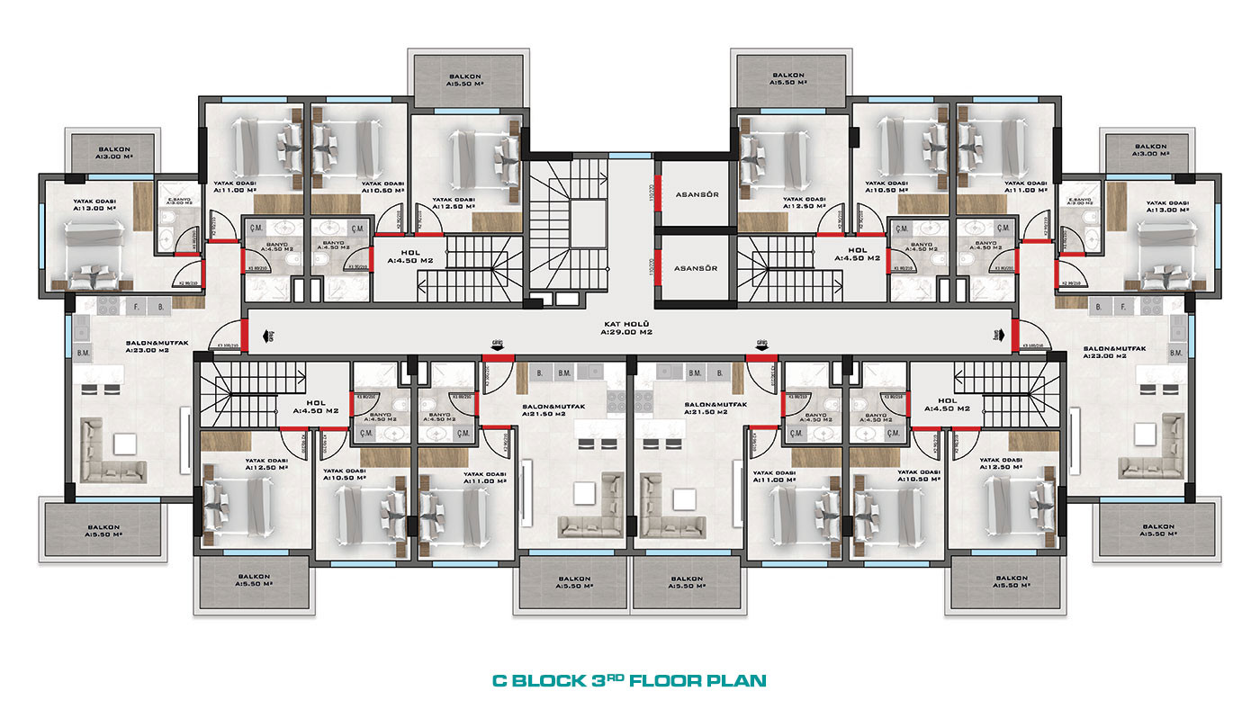 Nowe luksusowe apartamenty z bogatym wyposażeniem w Alanyi, Kestel - 60230