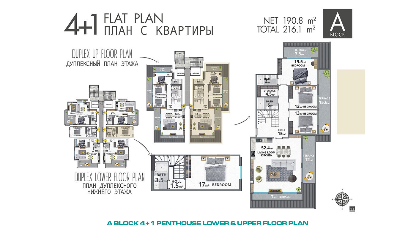Exclusive Apartments in Alanya Mahmutlar 120 m to the Beach - 61318