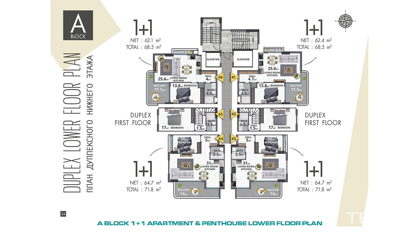 Exclusive Apartments in Alanya Mahmutlar 120 m to the Beach - 61319