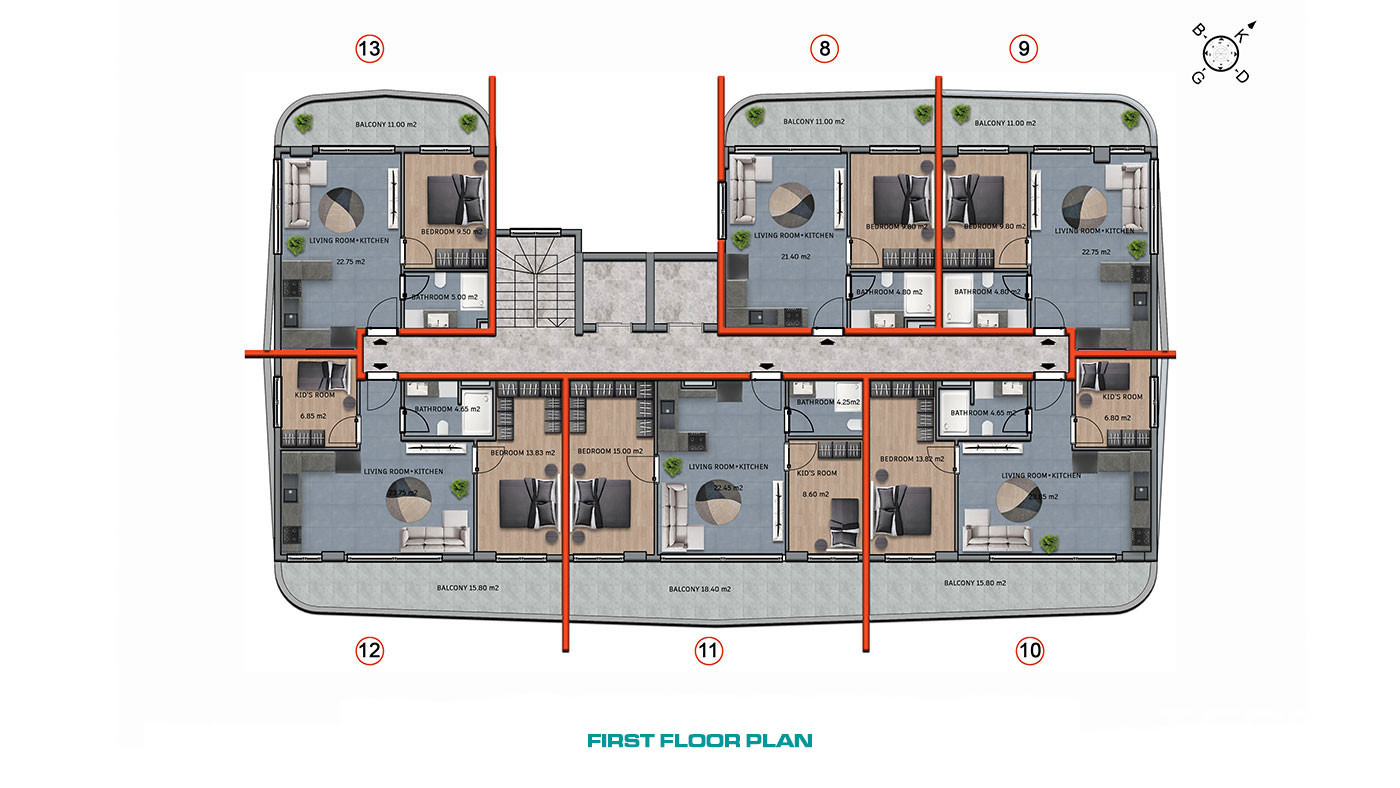 Luxury Apartments in a Modern Complex with Activities in Alanya, Oba - 61765