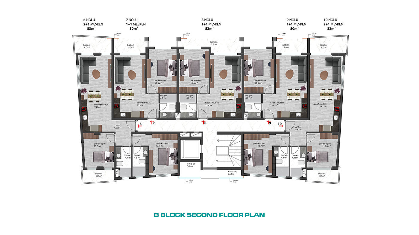 Modernly Designed Apartments in Alanya Oba at Affordable Prices - 63501