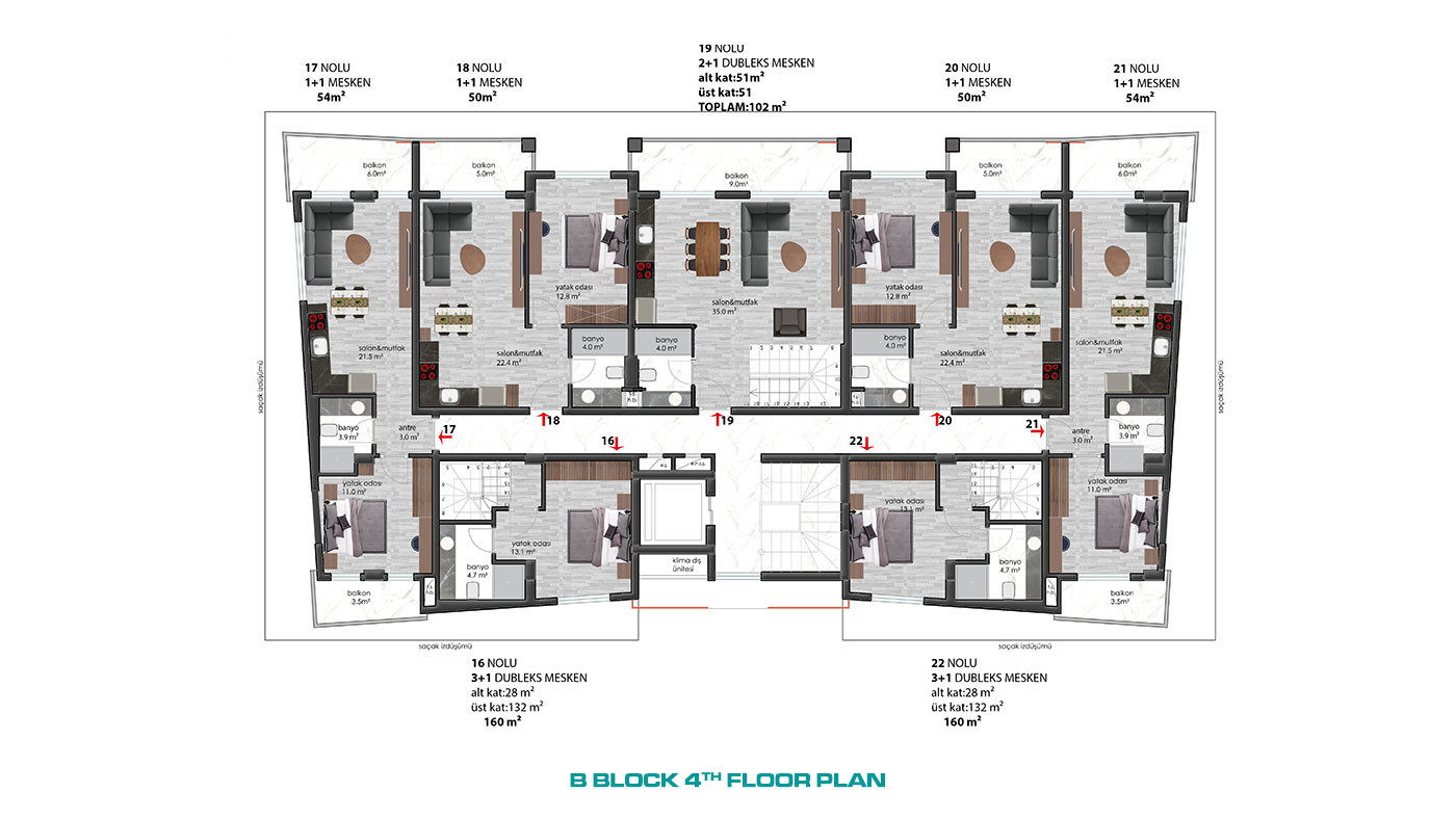 Modernly Designed Apartments in Alanya Oba at Affordable Prices - 63503