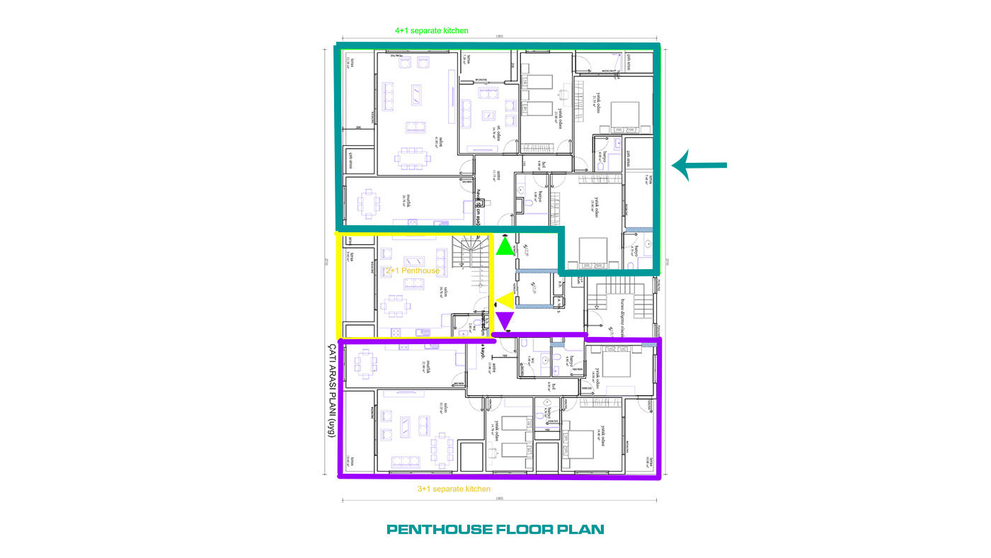 Key Ready Penthouse in Alanya, Mahmutlar with Sea and Castle View - 65186