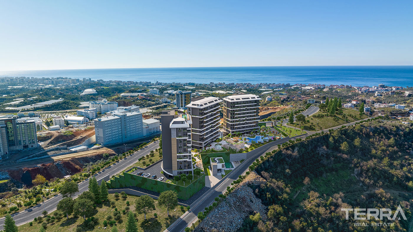 Panoramic Sea View Apartments in Kestel, Alanya with Rooftop Pool - 75497