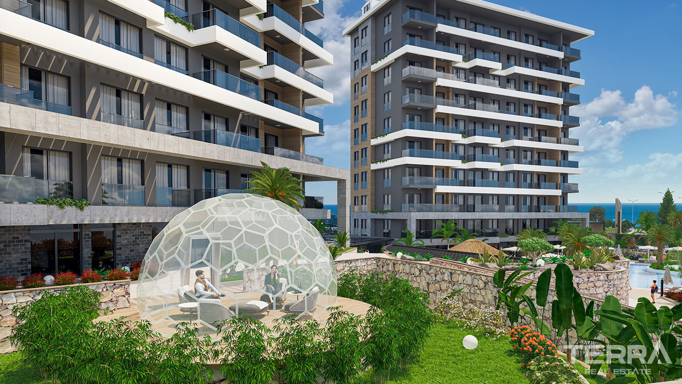 Panoramic Sea View Apartments in Kestel, Alanya with Rooftop Pool - 75505