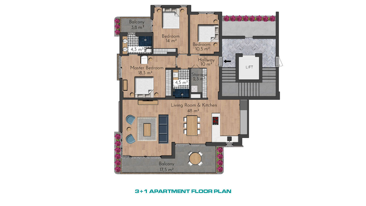 Modernly Designed Apartments in Side with Large Outdoor Pool - 65360