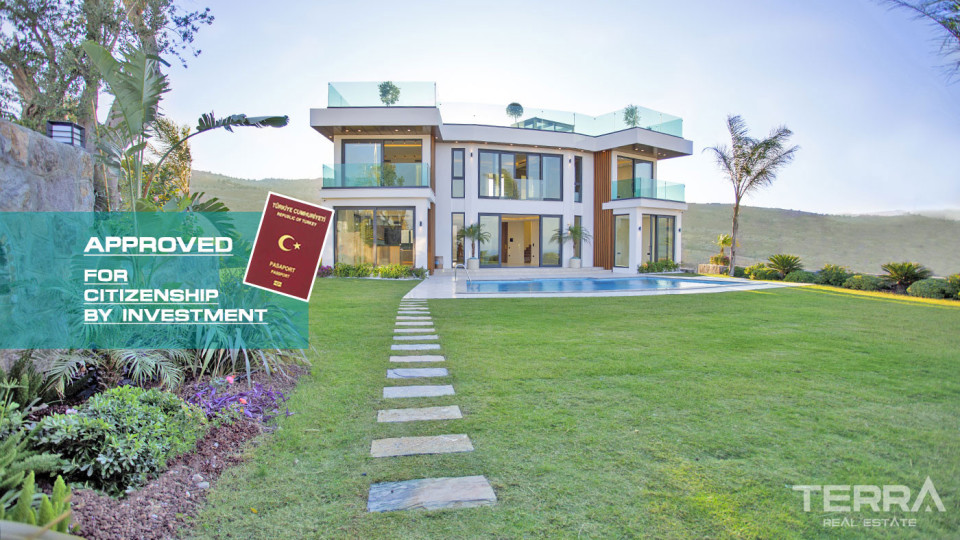 Sea and Valley View Villas with Private Beach in Bodrum, Türkbükü