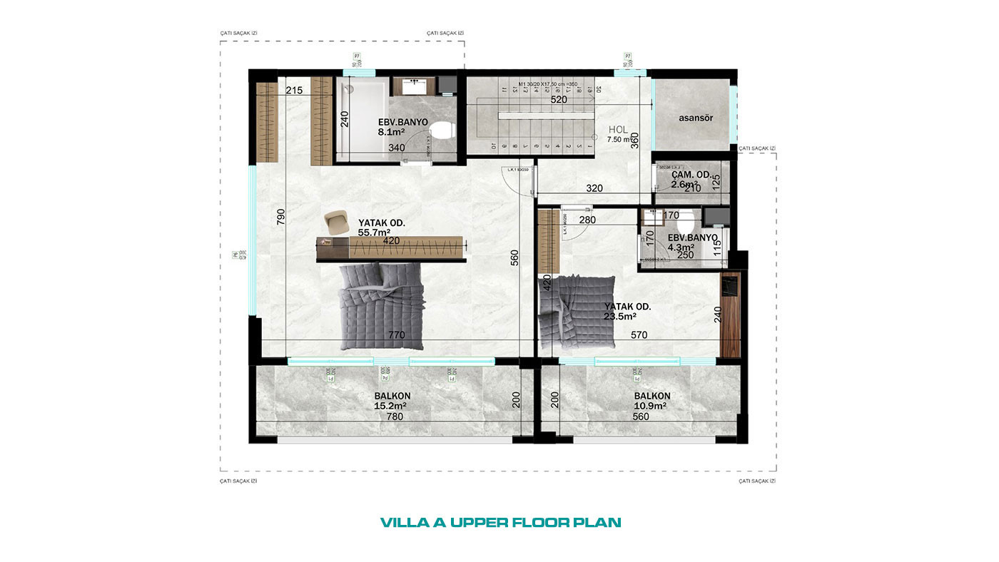 Modern Furnished Villas in Tepe, Alanya with Sea and Castle Views - 65774