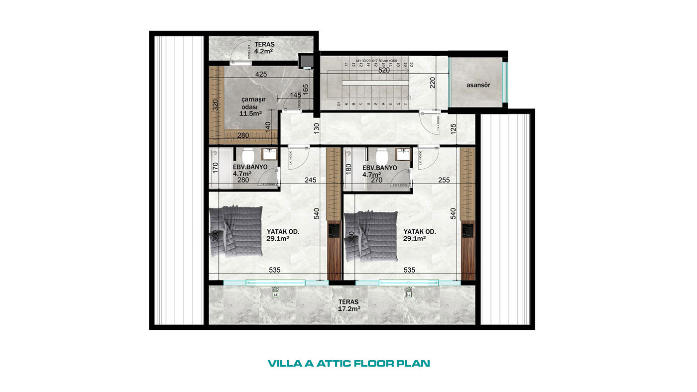 Modern Furnished Villas in Tepe, Alanya with Sea and Castle Views - 65775
