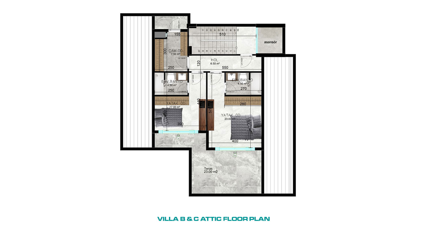 Modern Furnished Villas in Tepe, Alanya with Sea and Castle Views - 65778
