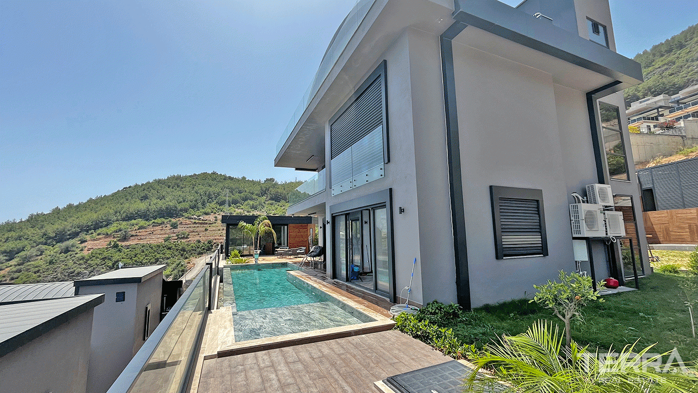 Modern Furnished Villas in Tepe, Alanya with Sea and Castle Views - 97417
