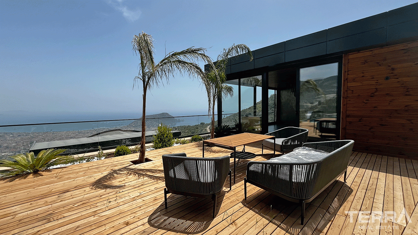 Modern Furnished Villas in Tepe, Alanya with Sea and Castle Views - 97419