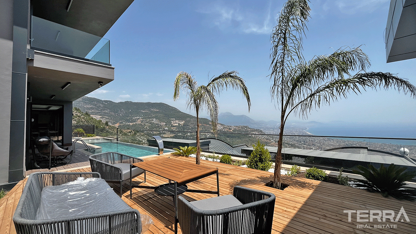 Modern Furnished Villas in Tepe, Alanya with Sea and Castle Views - 97421